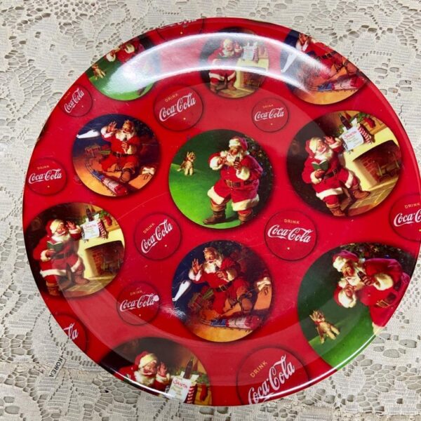 Vintage, Gibson Coca Cola Round Christmas Santa Plate 9in D