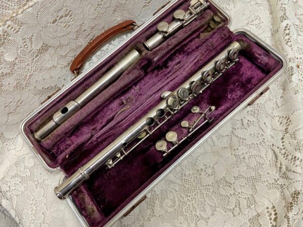 Antique Rare F.E. Olds & Sons Ambassador USA Silver Flute With Original Case