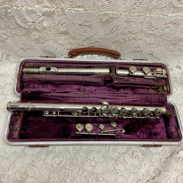 Antique Rare F.E. Olds & Sons Ambassador USA Silver Flute With Original Case