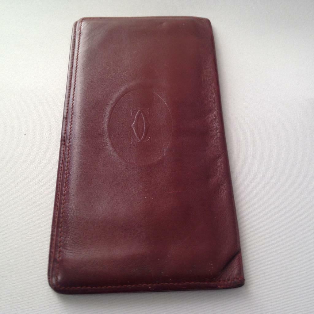 Authentic, Cartier Burgundy, Leather Long Bifold Wallet 7in x 3.5in