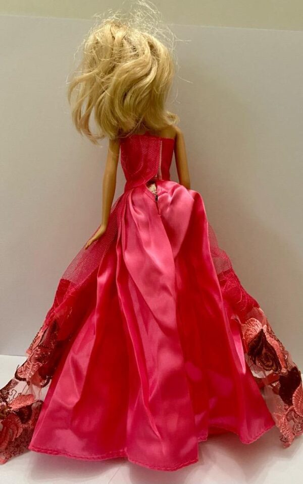 Vintage 1999 Mattel Barbie Doll in Elegant Fuchsia Lacy FLoral Gown