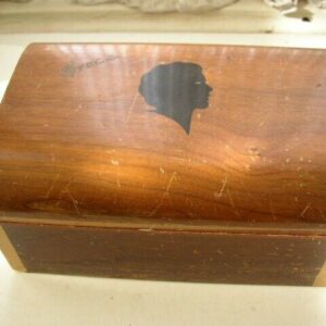 Vintage, Walnut - Lady Silhouette Jewelry Casket 7in x 5in x 3.5in