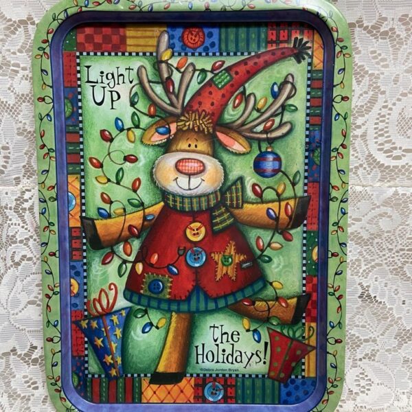 Vintage, Light Up the Holiday Tin Serving Tray