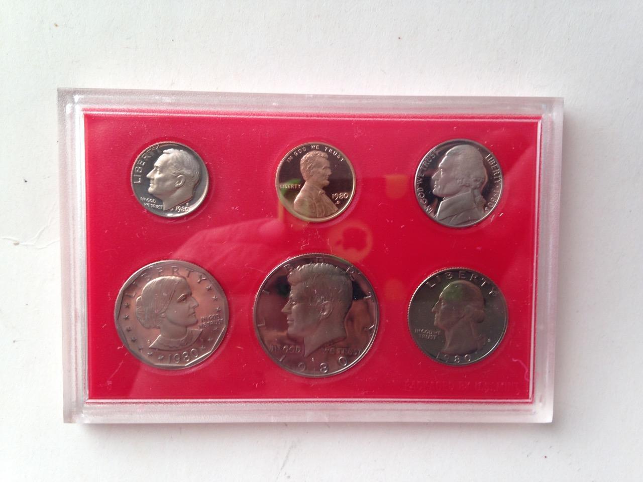 1980S United States Proof Set -6pc Coin Set FV $1.91