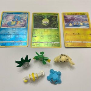 Lot (A) 3 Pokemon Reverse Holo Cards and 5 Pokemon Figures