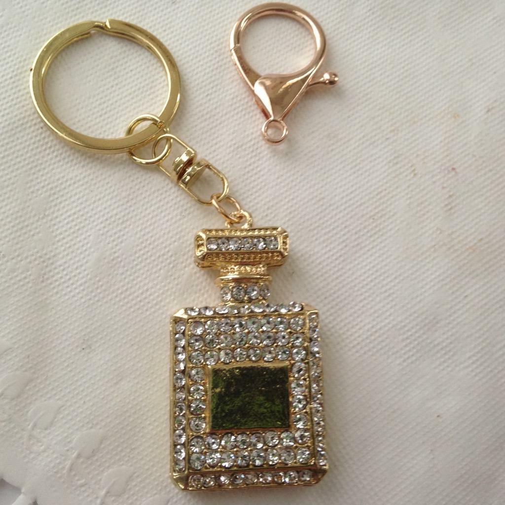 Stunning 3-Way PerfumeBottle Rhinestone Handbag Charm Key Chain Pendant Necklace