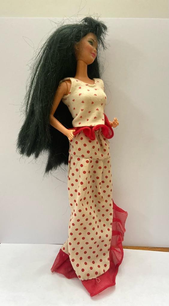 Vintage 1980s Mattel Barbie Doll in Original Red and White Polka Dot Gown