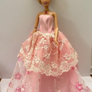 Vintage 2006 Mattel Barbie Doll in Elegant Pink Lacy Gown