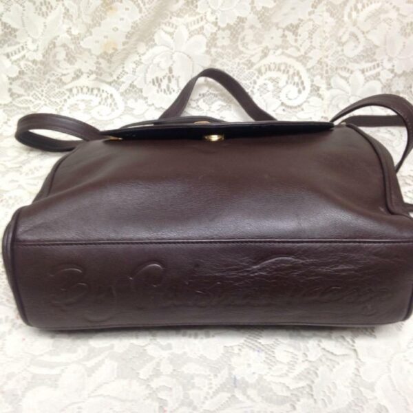 Paloma Picasso, Brown Leather Handbag-Shoulder Bag 10in x 8in x 3in