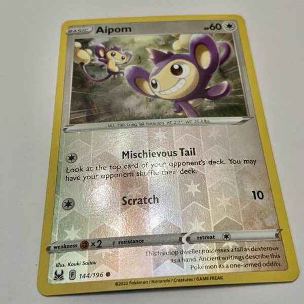 Lot (J) 3 Pokemon Reverse Holo Cards and 3 Pokemon Gold Fan Arts