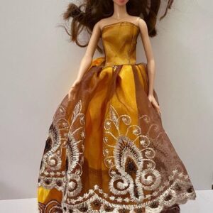 Vintage Disney Doll in Elegant Golden Brown Gown