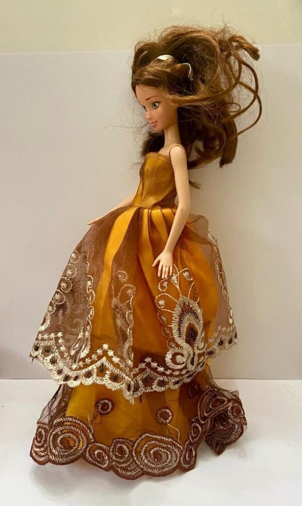 Vintage Disney Doll in Elegant Golden Brown Gown