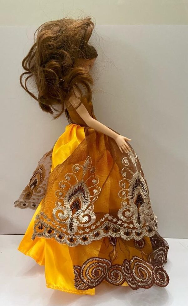 Vintage Disney Doll in Elegant Golden Brown Gown