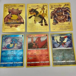 Lot (I) 3 Pokemon Reverse Holo Cards and 3 Pokemon Fan Arts