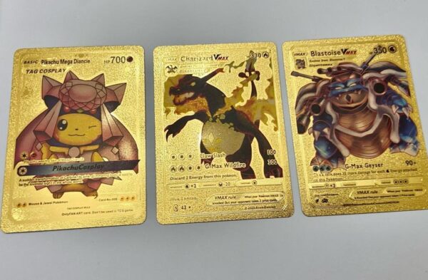 Lot (I) 3 Pokemon Reverse Holo Cards and 3 Pokemon Fan Arts