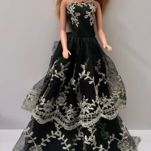 Vintage 1991 Mattel Barbie Doll in Elegant Black and White Gown