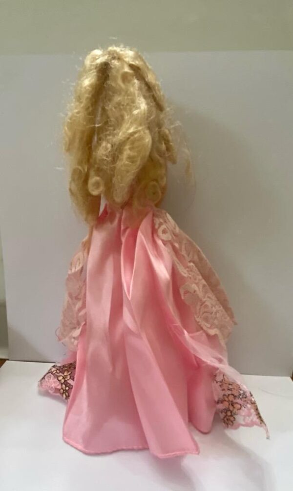 Vintage--- Mattel Barbie Doll in Elegant Pink Lacy Gown