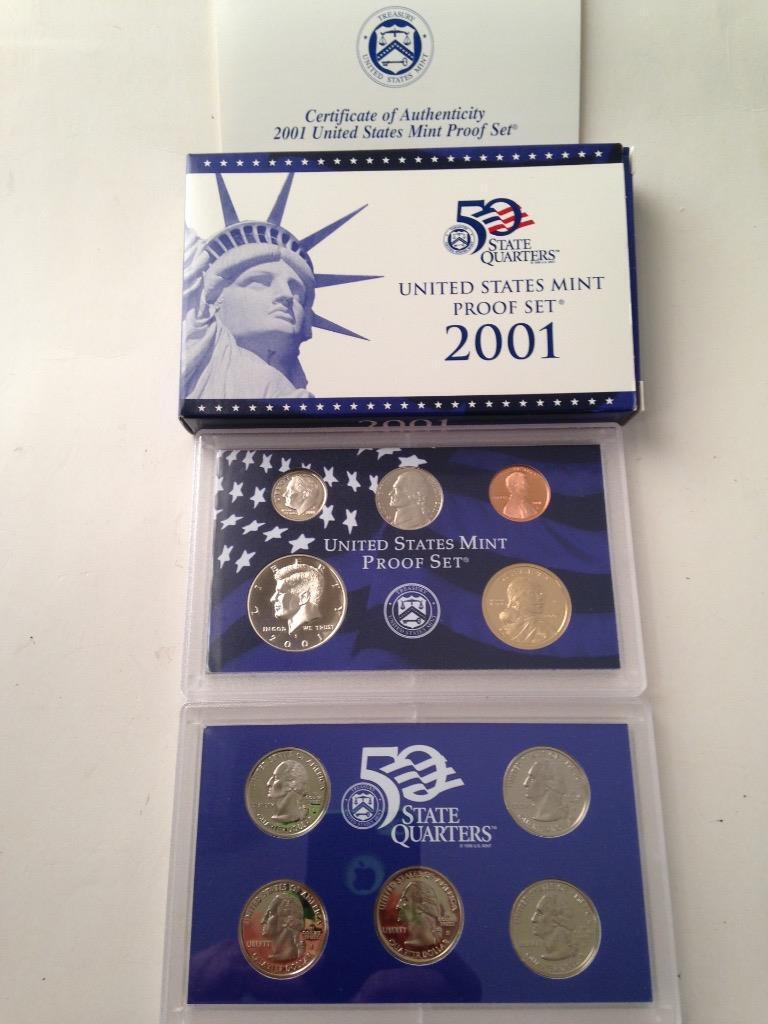 2001S United States Mint Proof Set -5 State Quarters $2.91FV