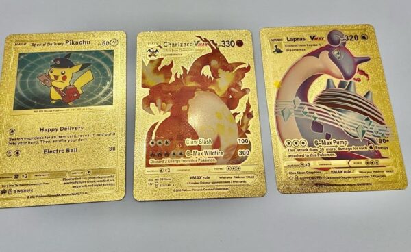 Lot (G) 3 Pokemon Reverse Holo Cards and 3 Pokemon Fan Arts