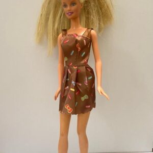 Vintage 1999 Barbie Doll in Brown Printed Mini Dress