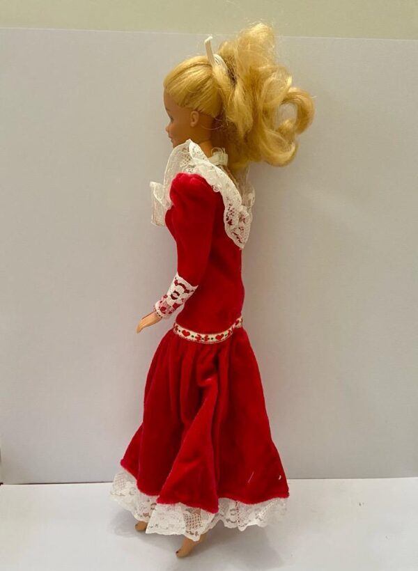 Vintage 1970-80s Barbie Doll in Original Red and White Gown