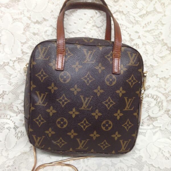 Authentic Louis Vuitton, Brown Mono Square-Shape Handbag Crossbody 8inx8inx3in