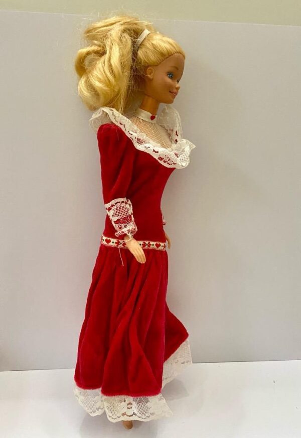 Vintage 1970-80s Barbie Doll in Original Red and White Gown