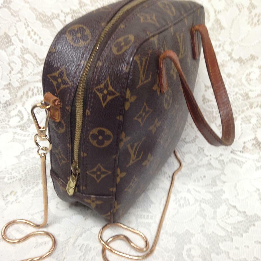 Authentic Louis Vuitton, Brown Mono Square-Shape Handbag Crossbody 8inx8inx3in