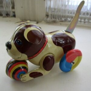 6-Inch Long, Friction Tin Puppy Pull Toy