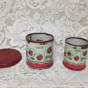 Rare 1950s Wolverine, USA, Strawberry, 3pc Childs Canister Set