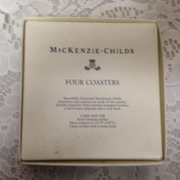 MacKenzie Childs Courtley Check, 4pc Coaster Set in Original Box