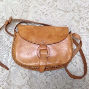 Vintage, Genuine Brown Leather, Handcrafted Handbag-Crossbody 10inx8inx3in