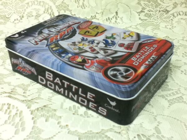 Power Rangers Battle Dominoes, 7.5in x 4.5in x 2in Tin Box