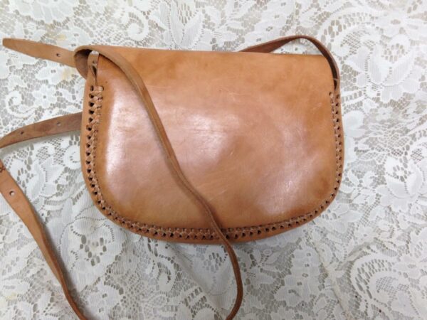 Vintage, Genuine Brown Leather, Handcrafted Handbag-Crossbody 10inx8inx3in