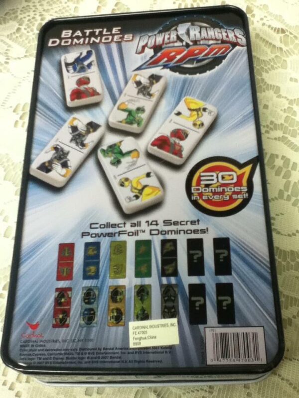 Power Rangers Battle Dominoes, 7.5in x 4.5in x 2in Tin Box