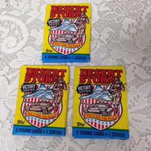 Vintage, 3 Unopened Packages, Desert Storm Victory Series Topps Trading Cards