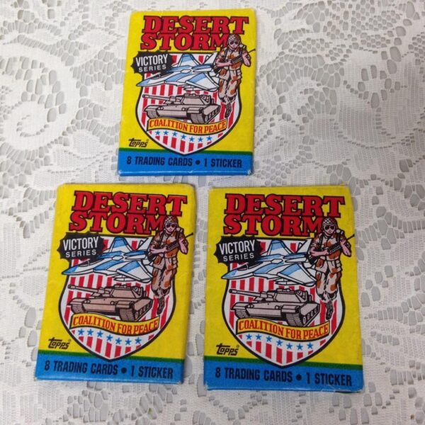 Vintage, 3 Unopened Packages, Desert Storm Victory Series Topps Trading Cards