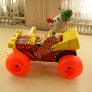 1960s, Fisher Price, Clown in Jalopy Pull Toy