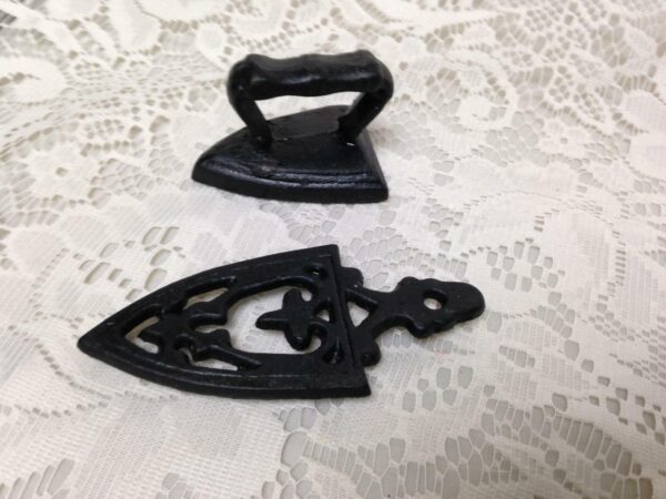 Vintage, Dollhouse, Cast Metal, 4in x 2inx 2in Clothes Iron and Stand