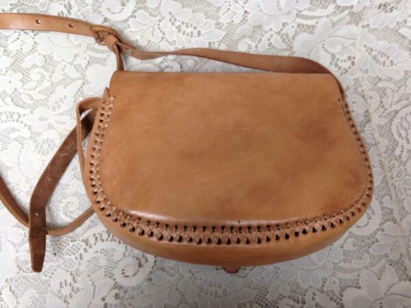 Vintage, Genuine Brown Leather, Handcrafted Handbag-Crossbody 10inx8inx3in