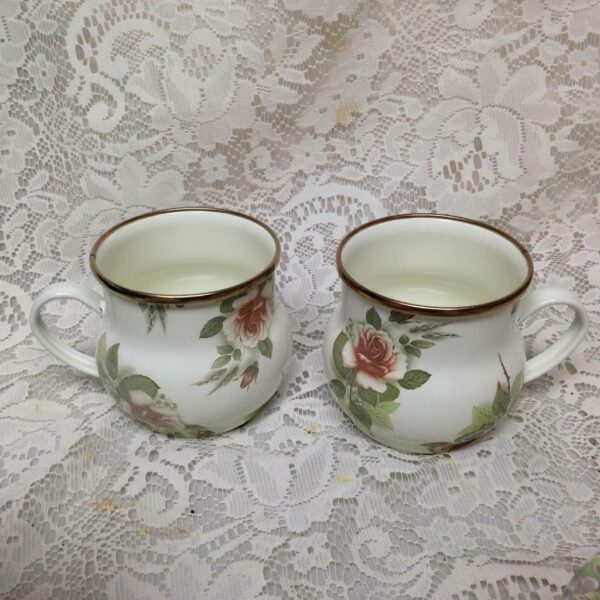 Vintage, MacKenzie Childs White Floral Enamelware 7pcTea Set