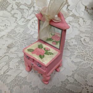 Dolls, Pink Dresser Chair or Ornament 4in x 2in x 2.5in