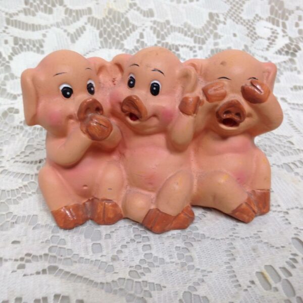 Piggy Figurine, I see no evil, Hear no evil, Speak no Evil- 4in L x 3in H x 2in