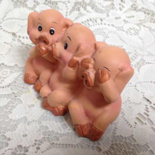 Piggy Figurine, I see no evil, Hear no evil, Speak no Evil- 4in L x 3in H x 2in