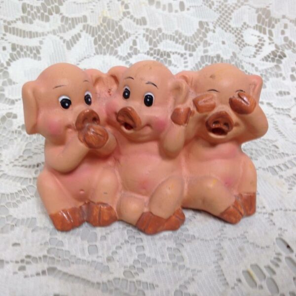 Piggy Figurine, I see no evil, Hear no evil, Speak no Evil- 4in L x 3in H x 2in