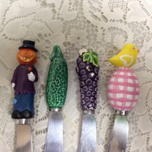 4pc Harvest Figural Butter-Cheese Knives Ornament 5in