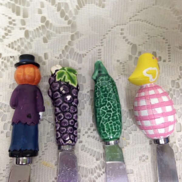 4pc Harvest Figural Butter-Cheese Knives Ornament 5in