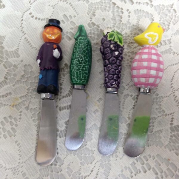 4pc Harvest Figural Butter-Cheese Knives Ornament 5in