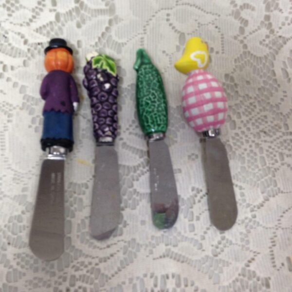 4pc Harvest Figural Butter-Cheese Knives Ornament 5in