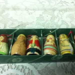 Vintage, 6-pc Santa and Angels Authentic Models Christmas Ornaments in Orig. Box